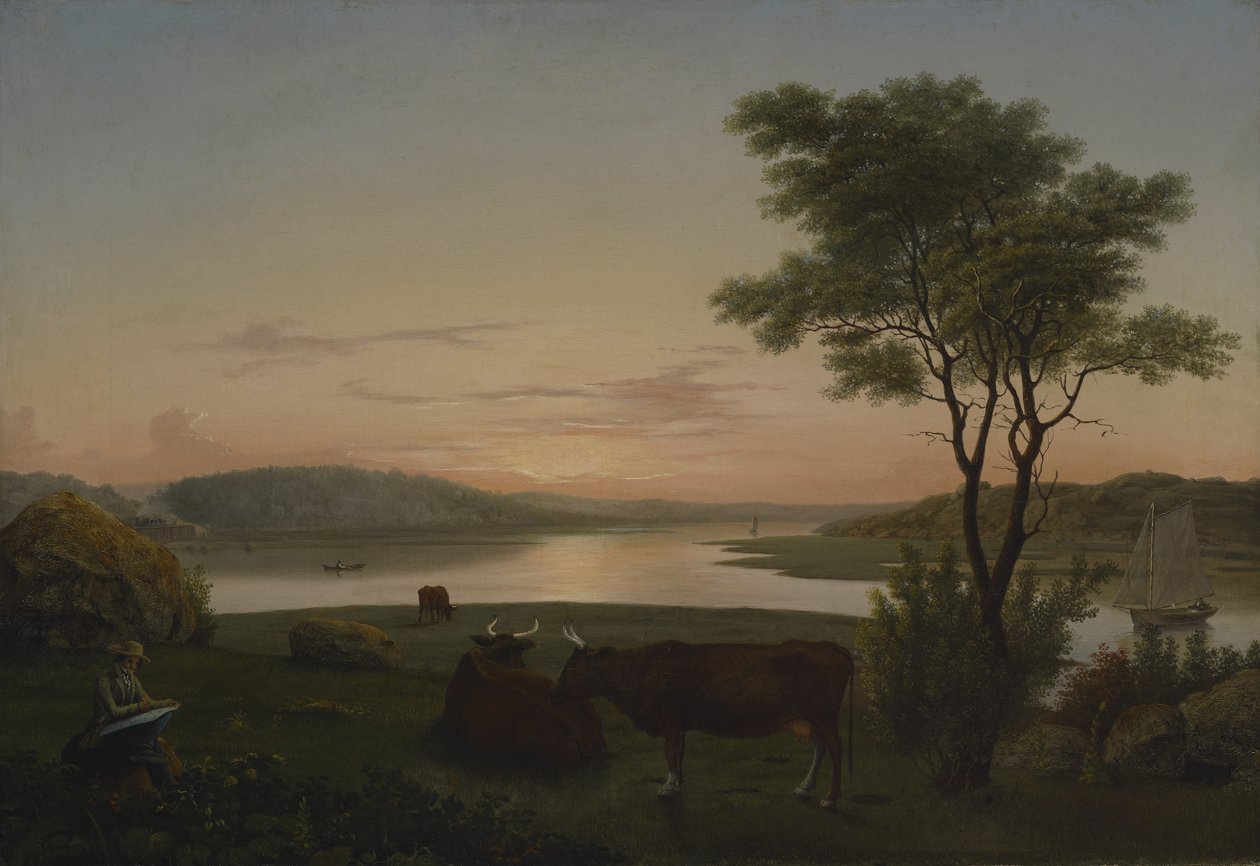 Insenatura del New England con autoritratto da Fitz Henry Lane