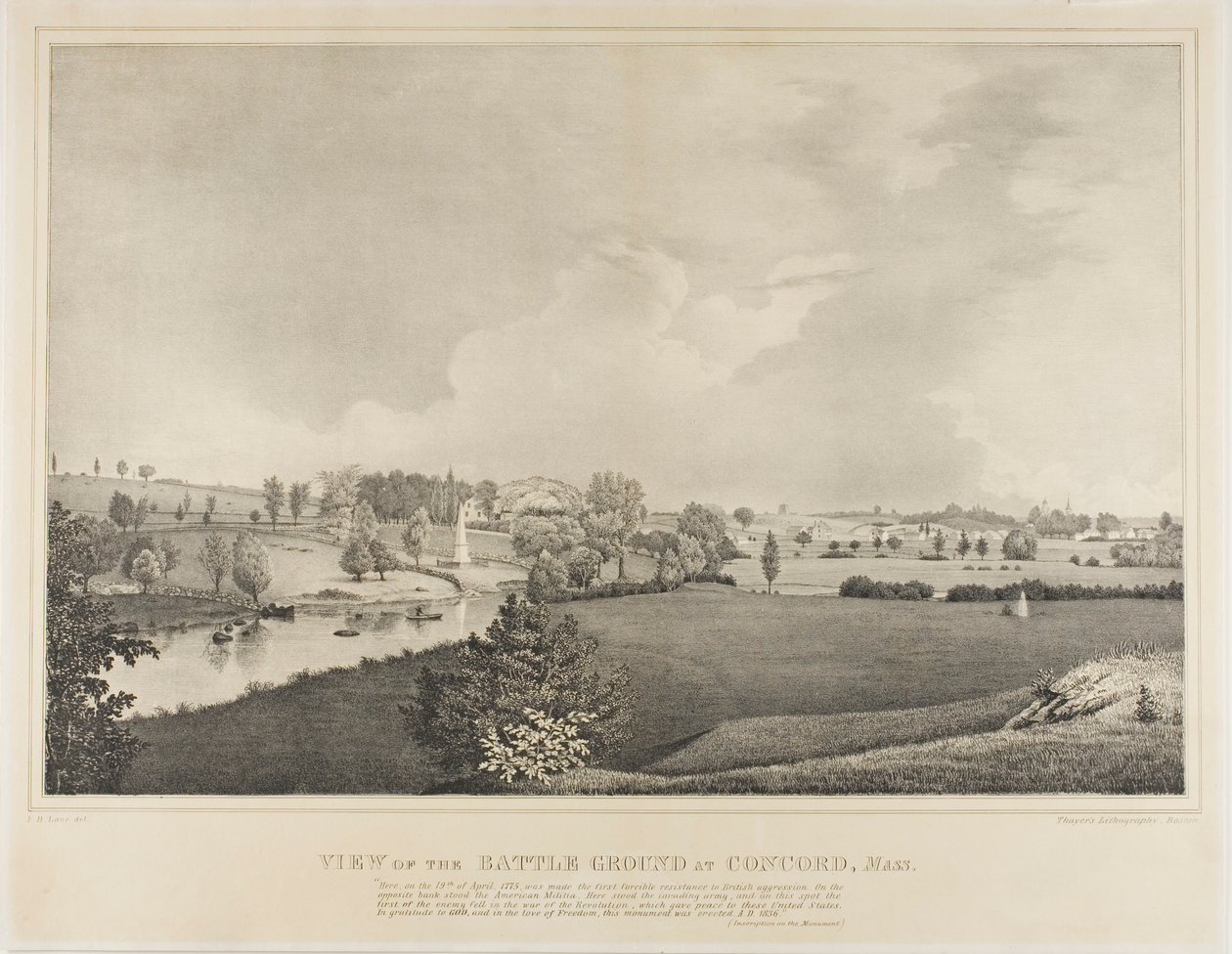 Vista del campo di battaglia di Concord, Massachusetts da Fitz Henry Lane