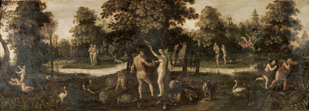Adamo ed Eva cacciati dal Paradiso da Flemish School