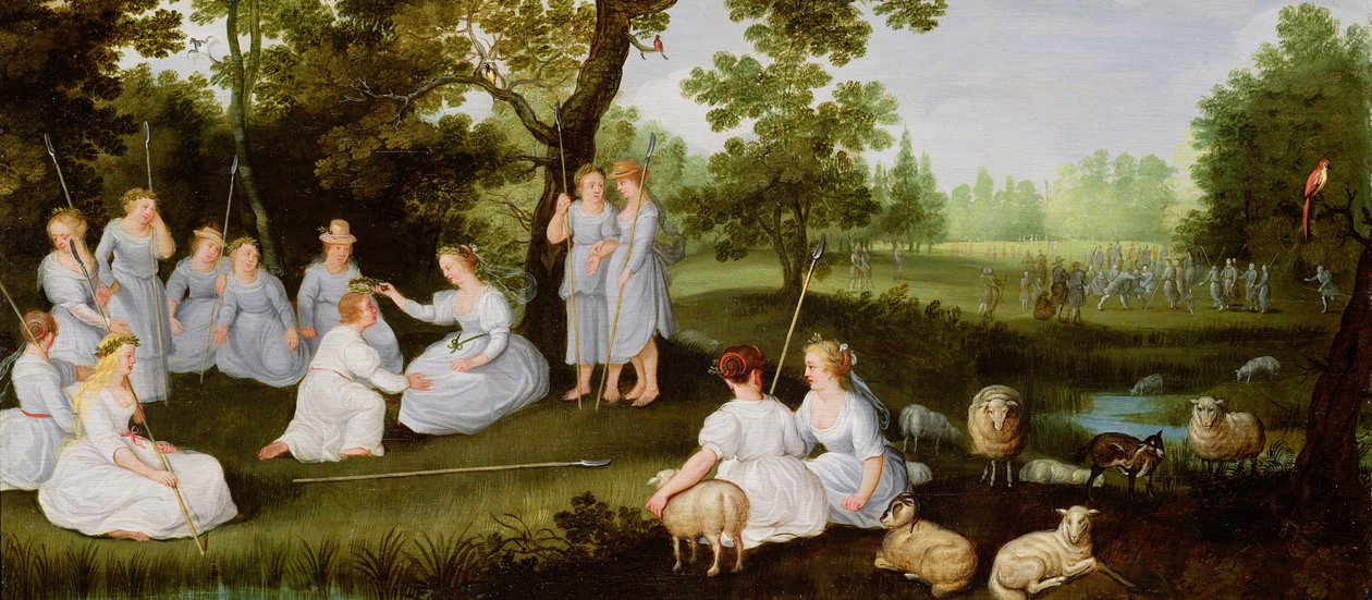 Paesaggio con pastori e pastorelle da Flemish School