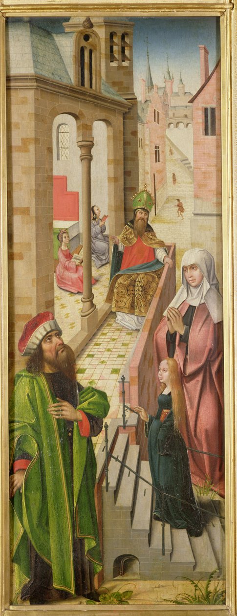 La presentazione della Vergine, pannello sinistro del trittico, fine XV-inizio XVI secolo da Flemish School
