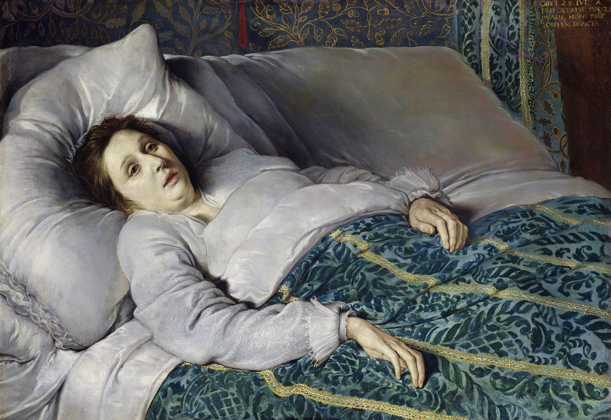 Giovane donna sul letto di morte, 1621 da Flemish School