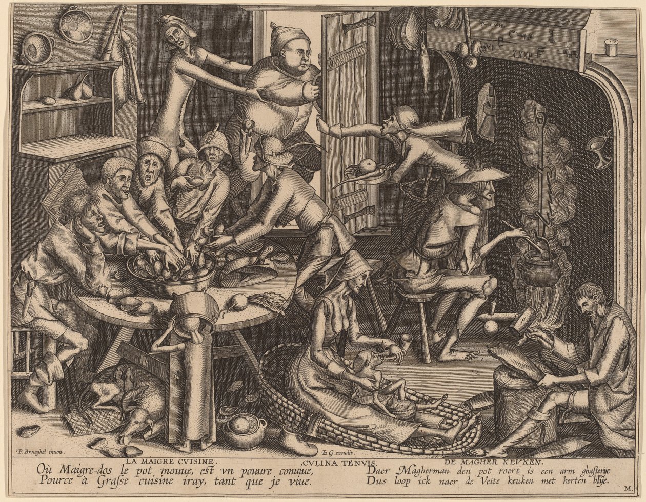 La cucina magra da Flemish 17th Century, after Pieter van der Heyden, after Pieter Bruegel the Elder