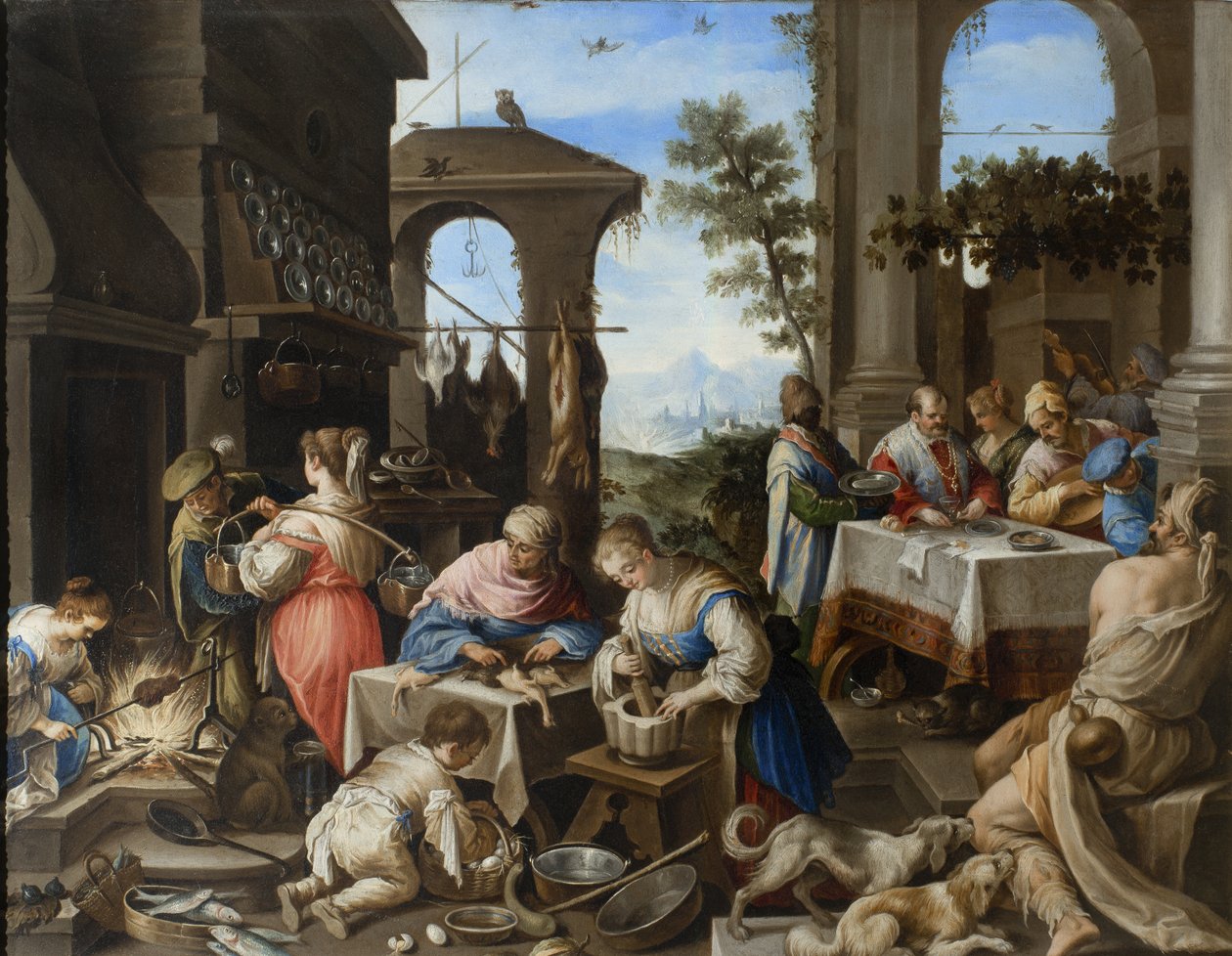 Banchetto del ricco Epulone, 1600-25 da Flemish School