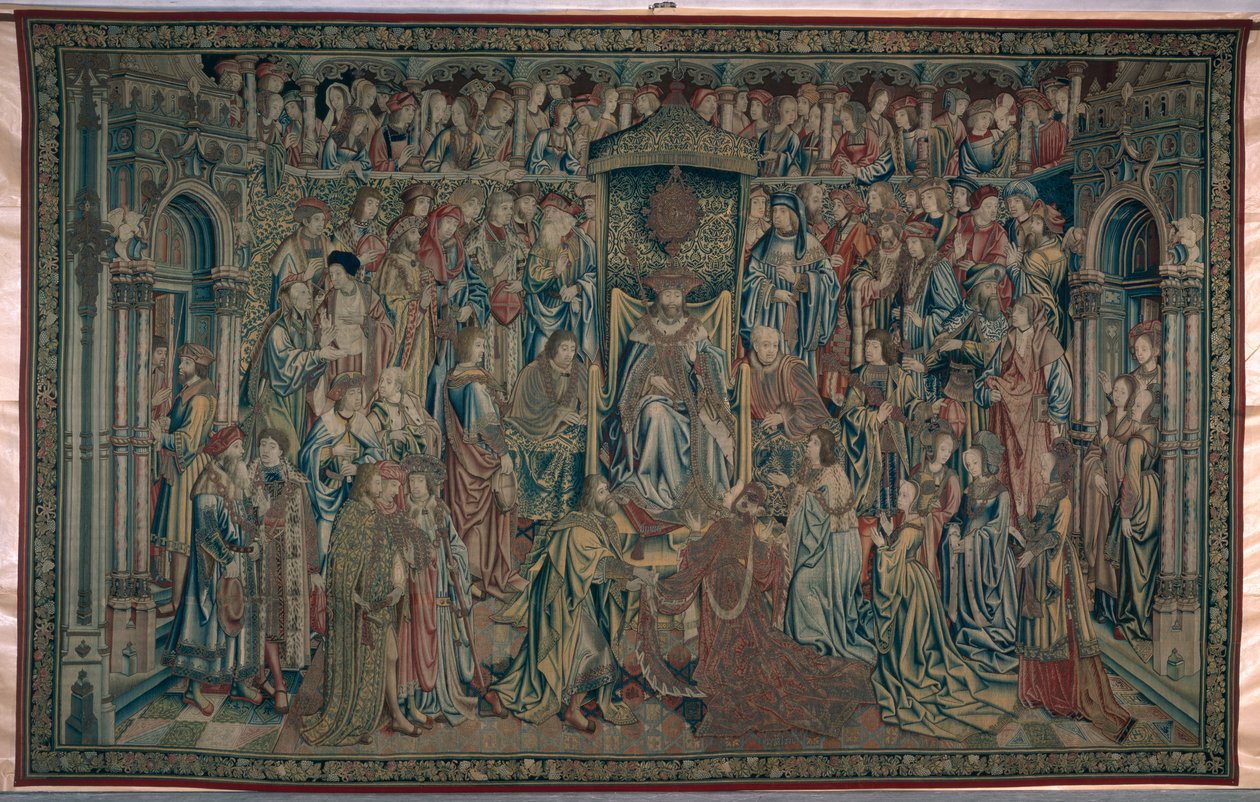 Betsabea accolta a corte, Arazzo di Davide e Betsabea, c.1510-15 da Flemish School