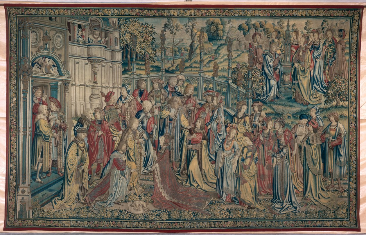 Betsabea ordinata al Palazzo, Arazzo di Davide e Betsabea, c.1510-15 da Flemish School
