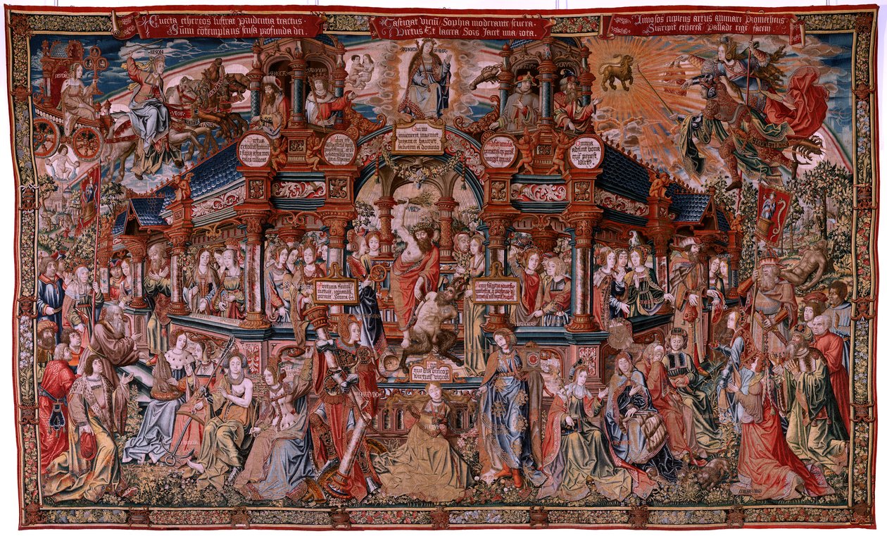 Arazzo fiammingo. Serie Gli onori. Virtù. Ottavo arazzo della serie. Modello Cartonisti del circolo di Bernard van Orley e Jan Gossaert (Mabuse). Manifattura Pieter van Aelst, Bruxelles. Ca 1550. da Flemish School