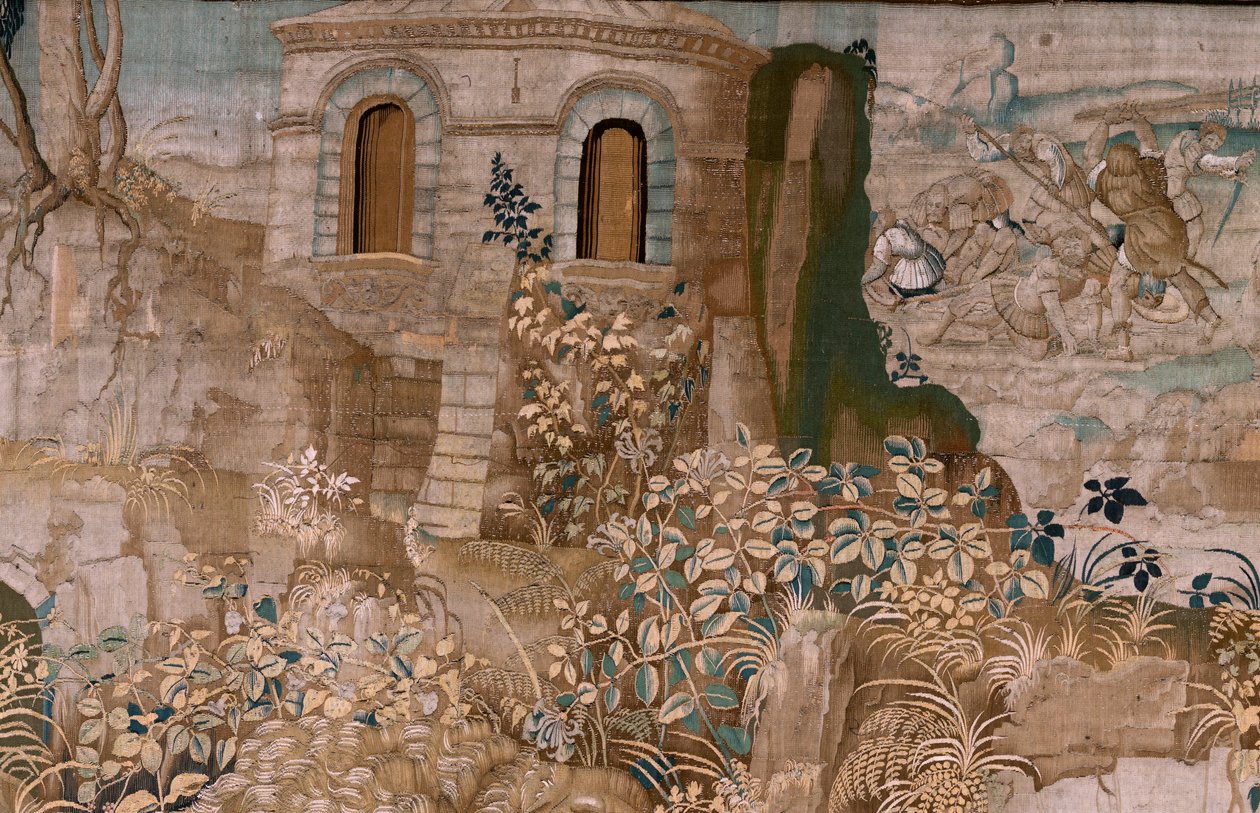 Arazzo fiammingo. Serie Le fatiche di Ercole. Ercole cattura Cerbero. Sesto arazzo della serie esistente. Modello Sconosciuto. Manifattura Willem Dermoyen, Bruxelles. Ca 1528. Tessuto Seta e lana. Dimensioni 345 x 390 cm da Flemish School