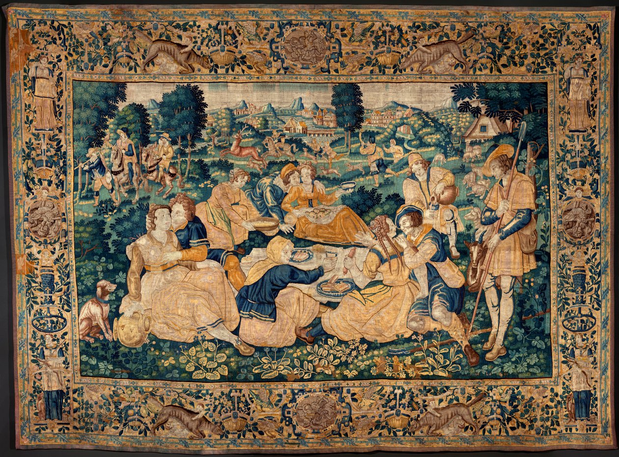 Arazzo fiammingo. Il pasto campestre (Het landelijk maal). Atelier di Oudenaarde. 331x465cm. Iinv (83073)-8 / 00008. XVII secolo. da Flemish School