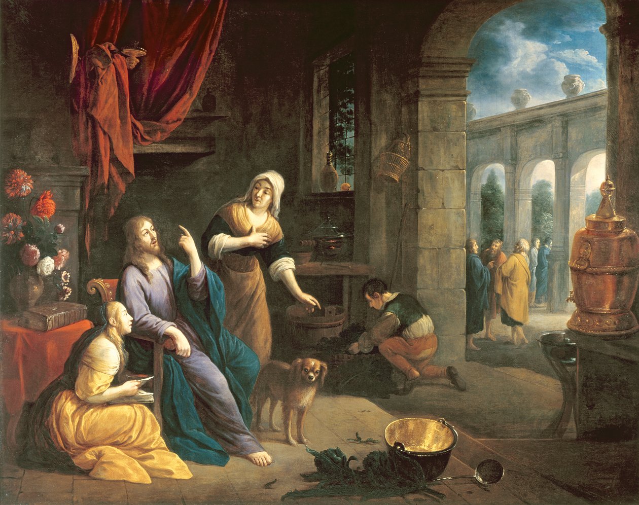 Gesù a casa di Marta e Maria da Flemish School