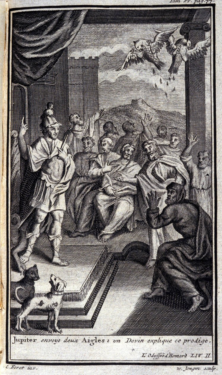 Giove invia due aquile: un indovino spiega questo prodigio. Illustrazione per il libro II dell
