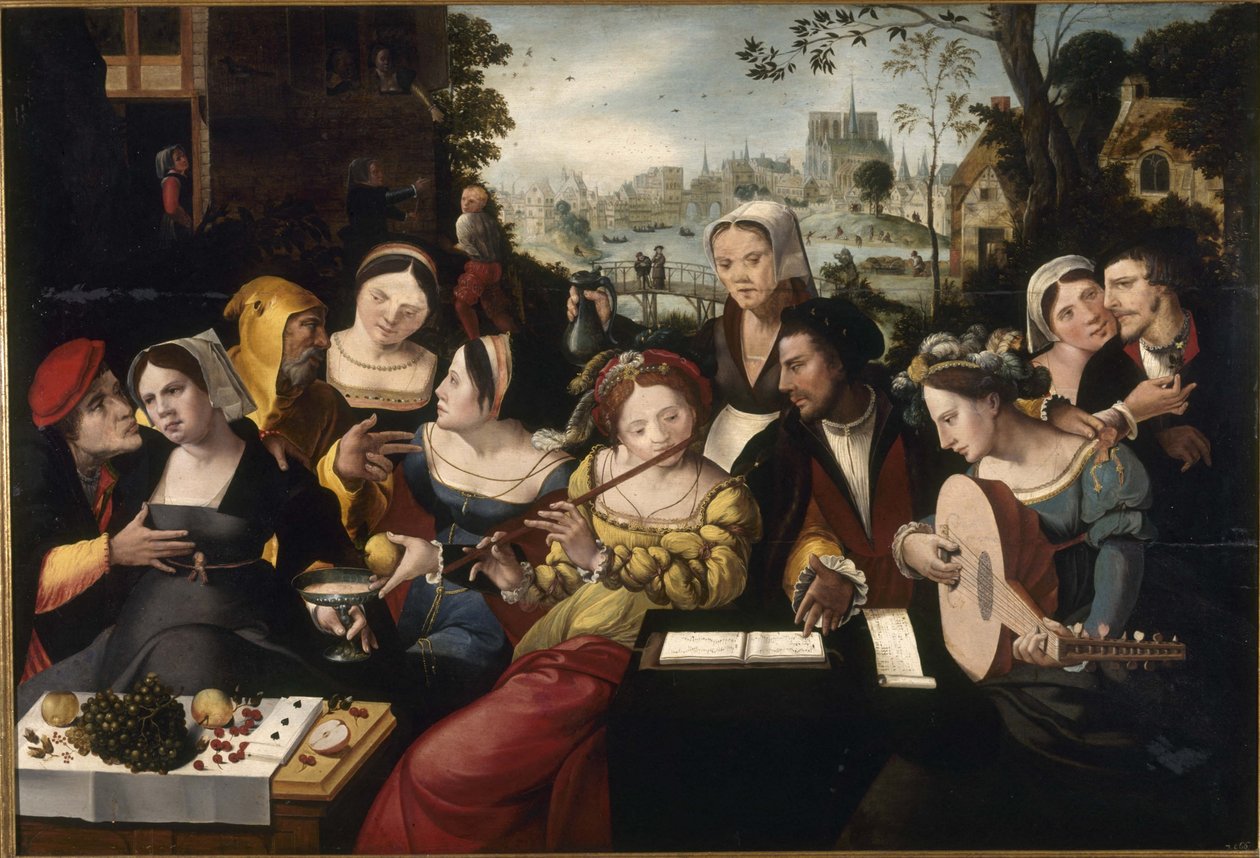 Il figliol prodigo tra le cortigiane, 1530 circa (olio su tavola) da Flemish School