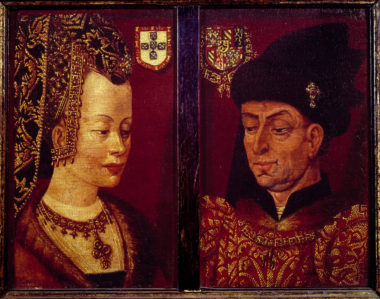 Ritratto di Filippo il Buono, Duca di Borgogna e Isabella del Portogallo, Duchessa di Borgogna da Flemish School