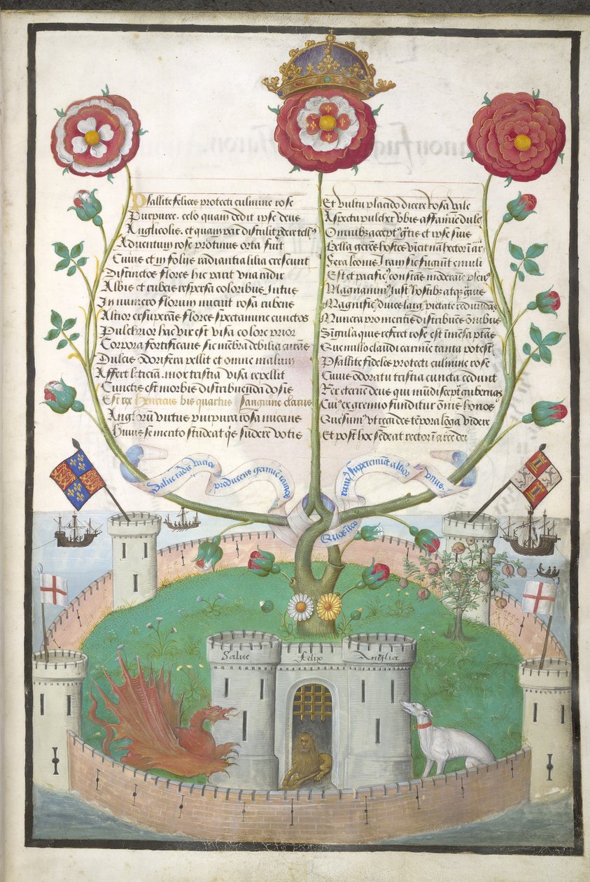 Versi con simboli Tudor, c.1516 (pergamena) da Flemish School