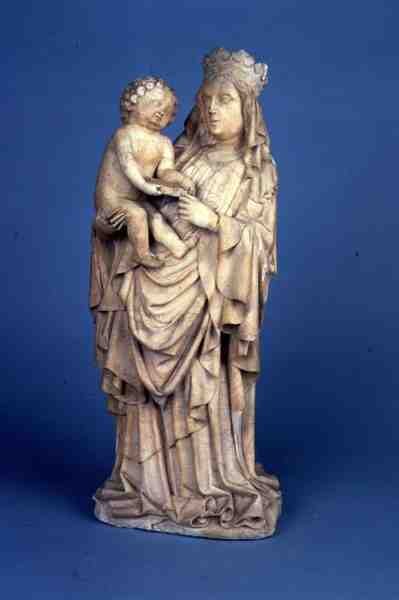 Scultura della Madonna con Bambino da Liegi o Valle della Mosa (alabastro) da Flemish School