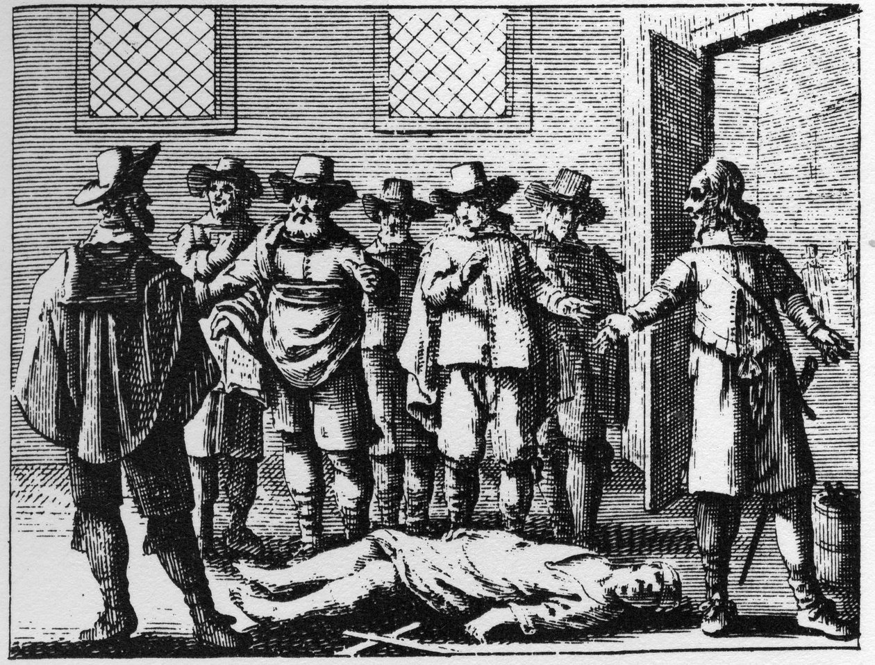 Stregone che ha ceduto alla tortura - Incisione del 1725 in "La Sorcellerie demasquée" (