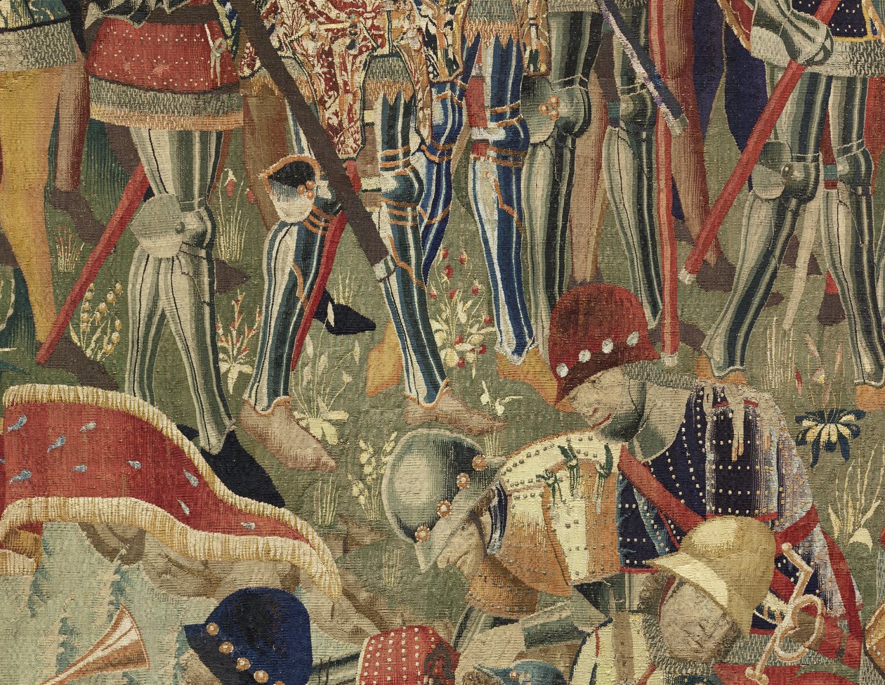 Arazzo che mostra le conquiste del re Alfonso V del Portogallo (Conquistas de Alfonso V de Portugal), Tournai (dettaglio) da Flemish School
