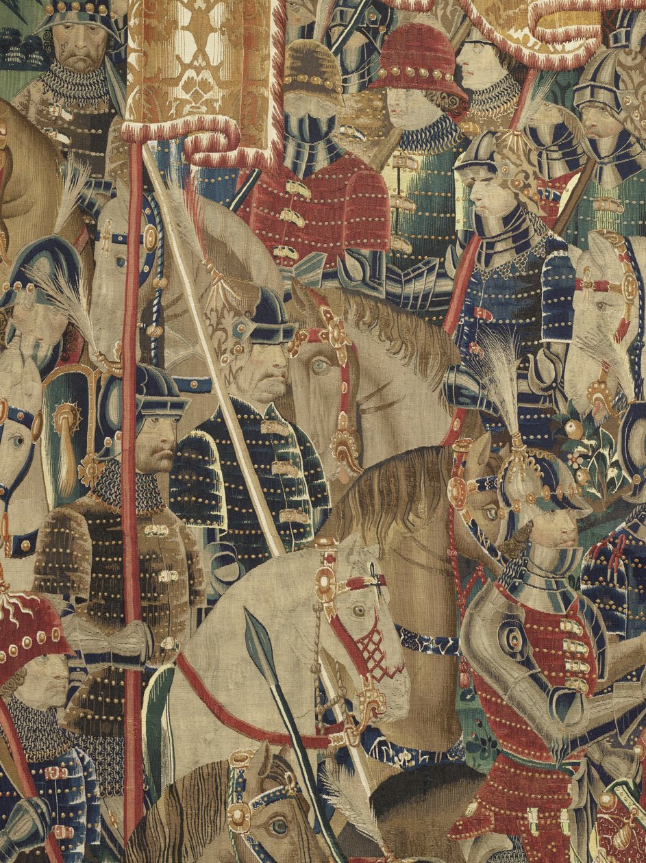 Arazzo che mostra le conquiste del re Alfonso V del Portogallo (Conquistas de Alfonso V de Portugal), Tournai (dettaglio) da Flemish School