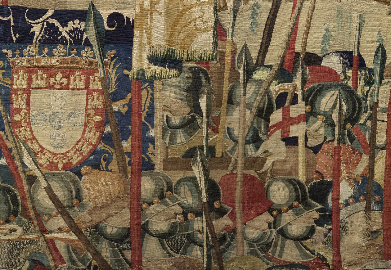 Arazzo che mostra le Conquiste del re Alfonso V del Portogallo (Conquistas de Alfonso V de Portugal), Tournai (dettaglio) da Flemish School