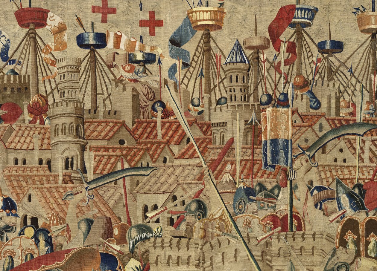 Arazzo che mostra le Conquiste del re Alfonso V del Portogallo (Conquistas de Alfonso V de Portugal), Tournai (dettaglio) da Flemish School