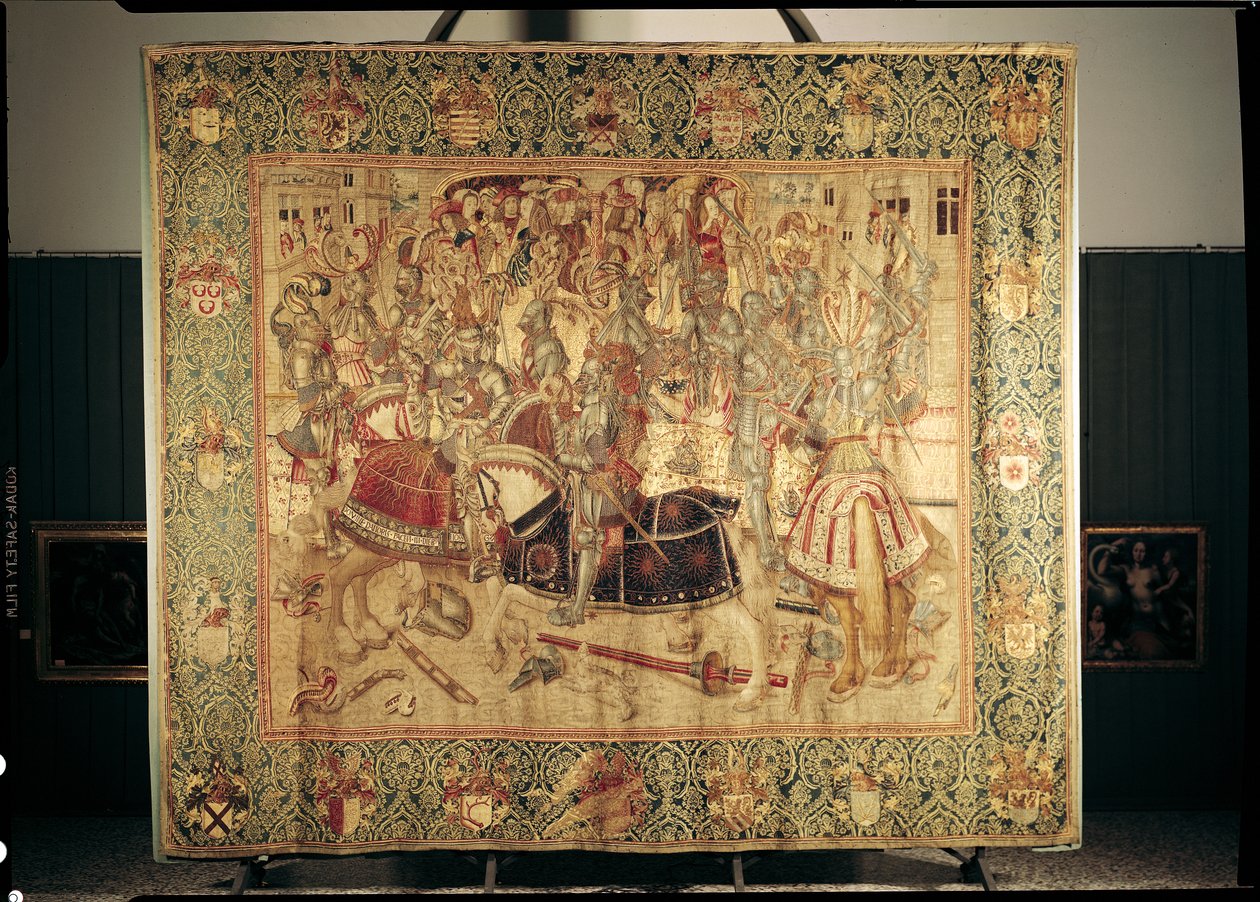 Il Torneo, arazzo verticale del laboratorio di Bruxelles, c.1497 da Flemish School