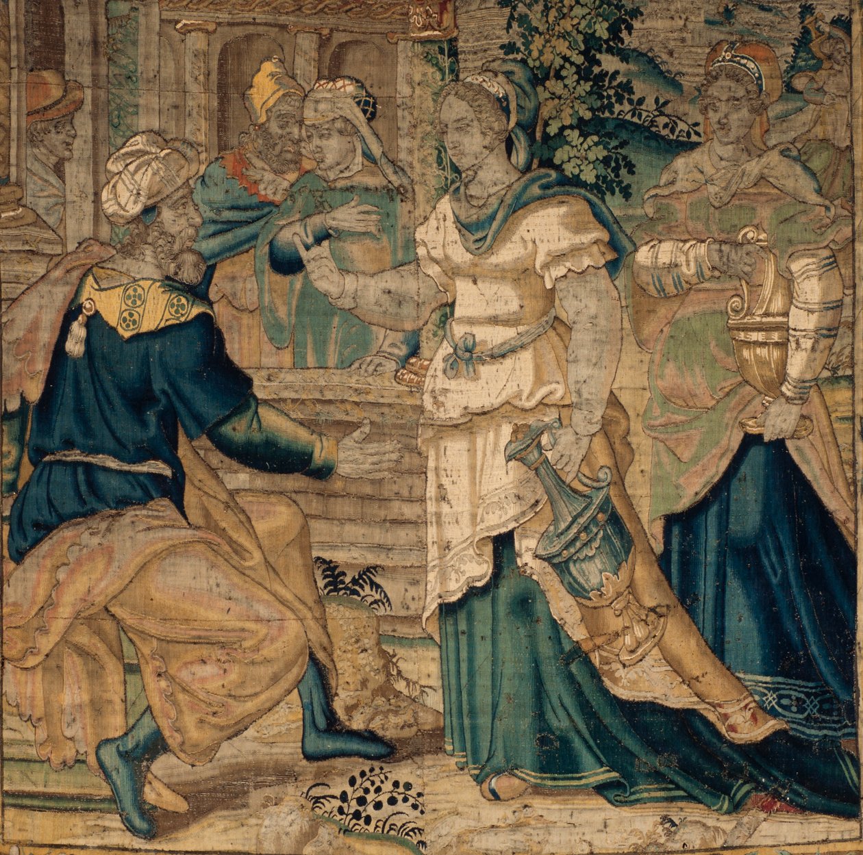 Le collezioni universitarie. Arazzo fiammingo. Le figlie di Jetro raccontano al padre di aver incontrato Mosè. (dettaglio). Oudenaarde. Ca 1550. da Flemish School