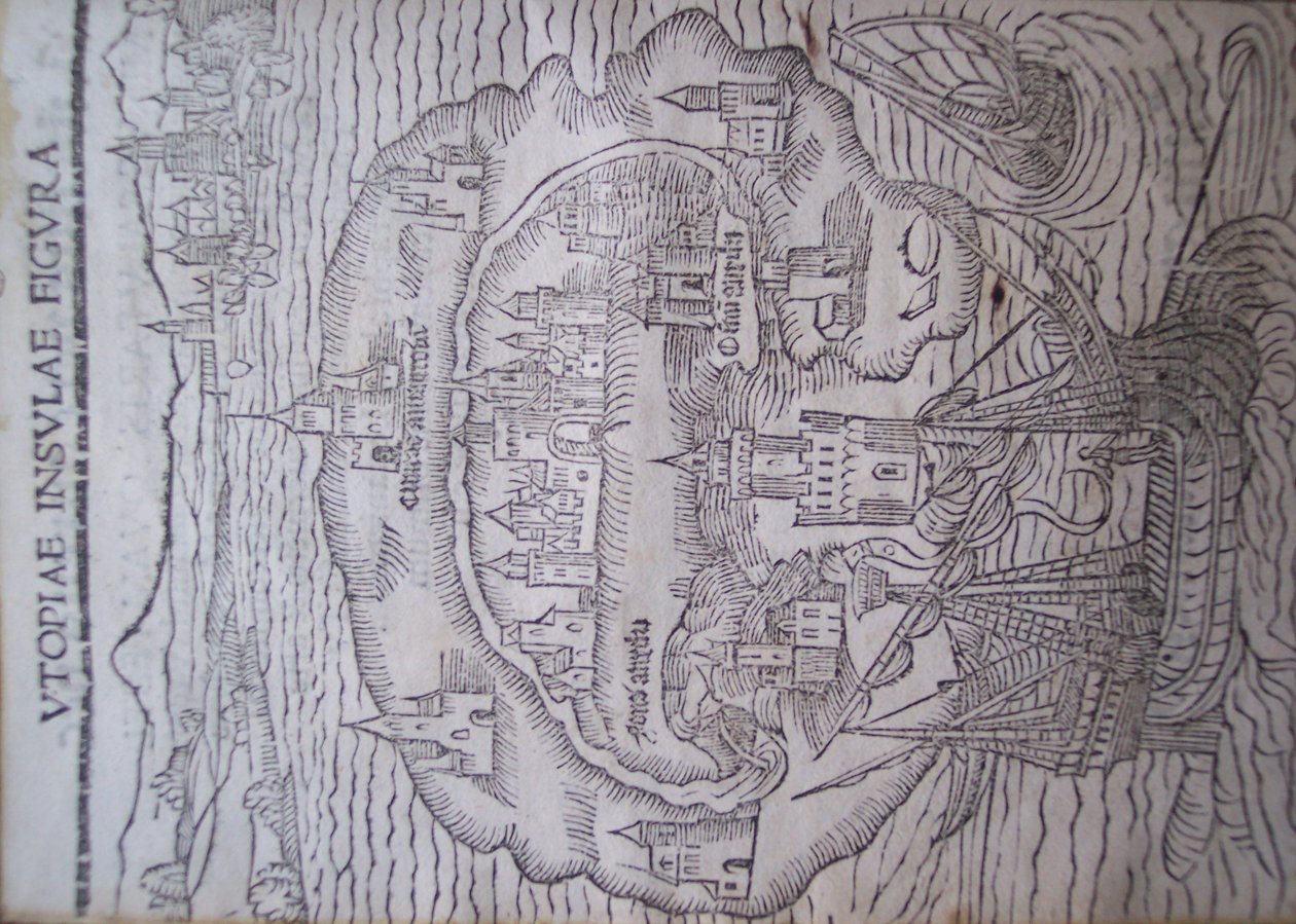 Pagina del titolo di Utopia di Thomas More, Leuven 1516 da Flemish School