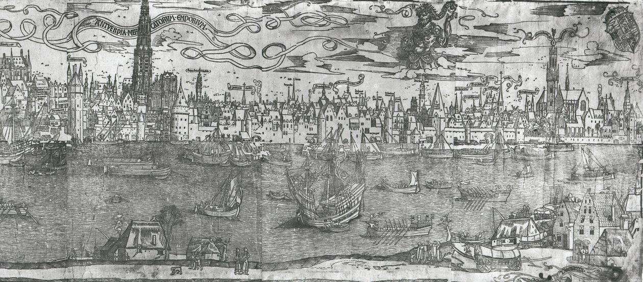 Veduta del porto di Anversa, dettaglio della sezione destra, 1515-50 da Flemish School