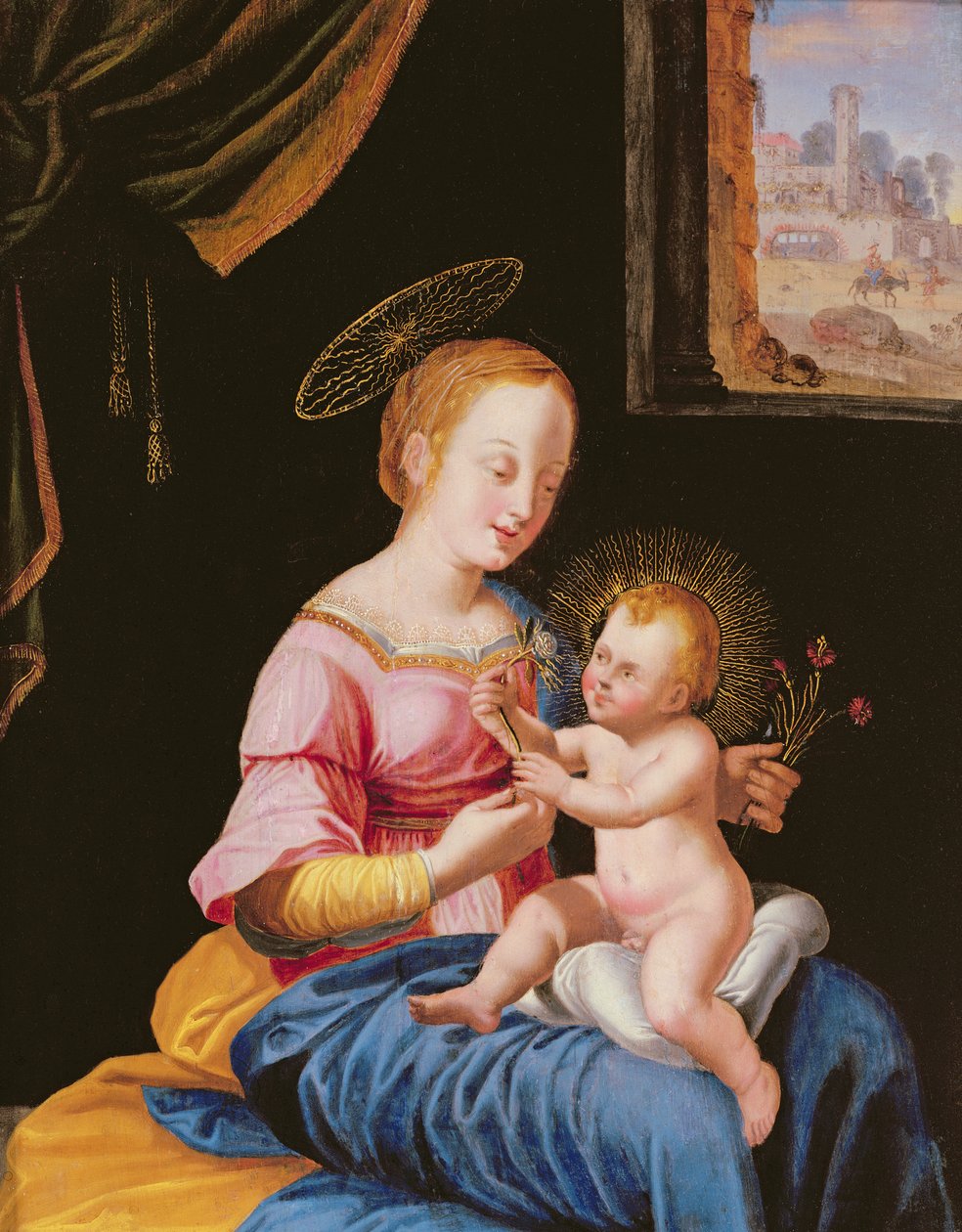 Vergine e Bambino con la Fuga in Egitto da Flemish School