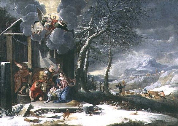 Paesaggio Invernale con Natività da Flemish School