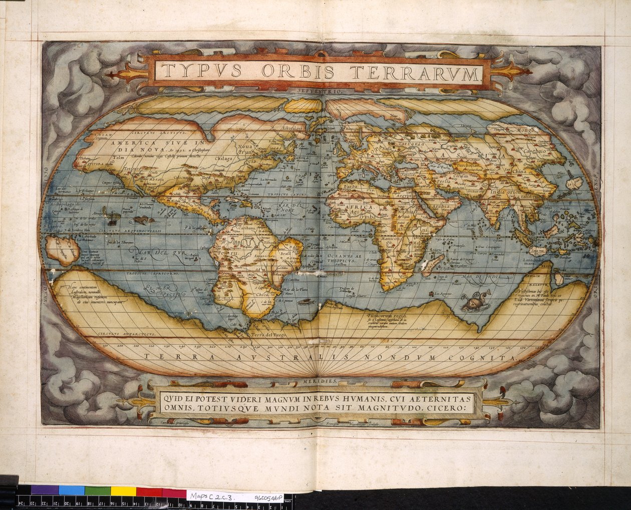Mappa del mondo, Theatrum Orbis Terrarum, di Abraham Ortelius da Flemish School