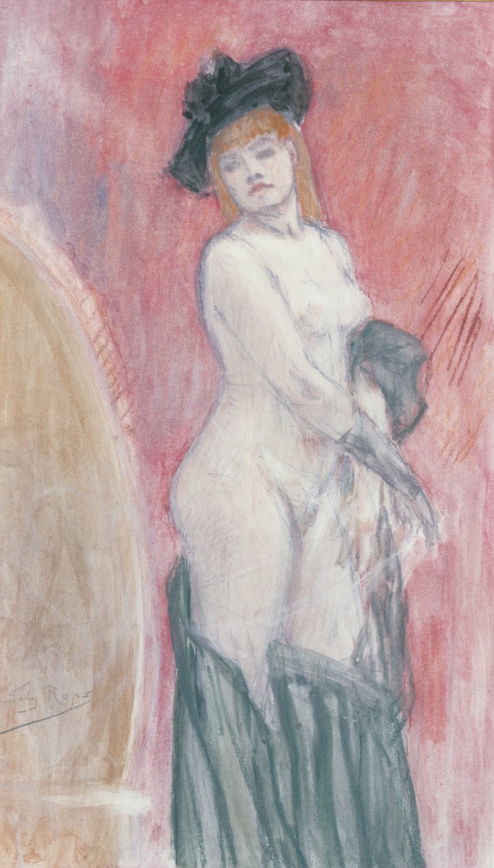 Civetta davanti a uno specchio da Félicien Rops