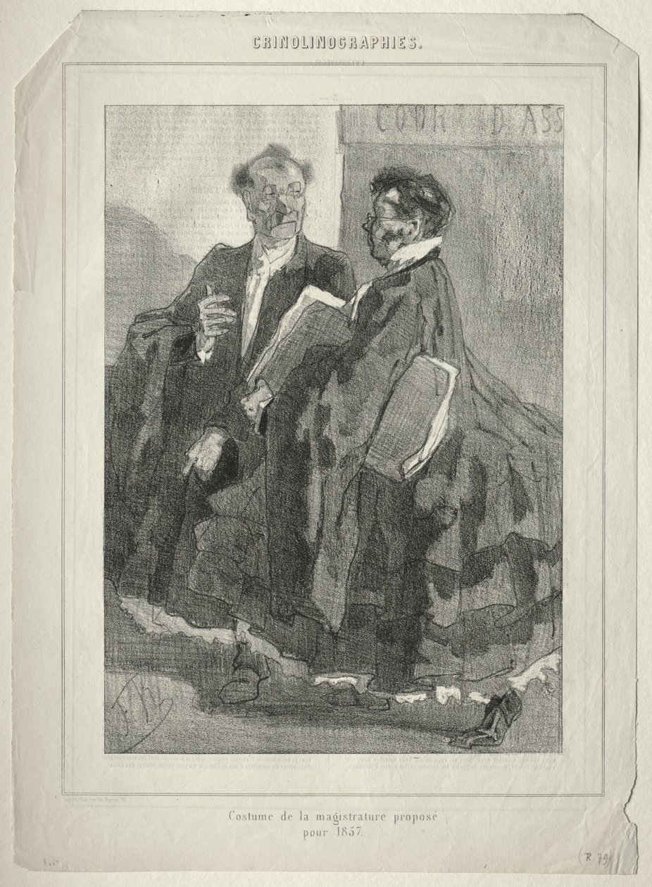 Crinolinografie (Costume della magistratura proposto per il 1857) da Félicien Rops
