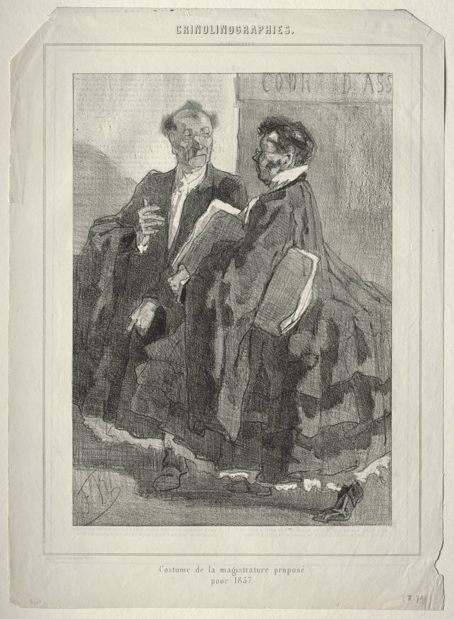 Crinolinografie. Costume della magistratura proposto per il 1857 da Félicien Rops