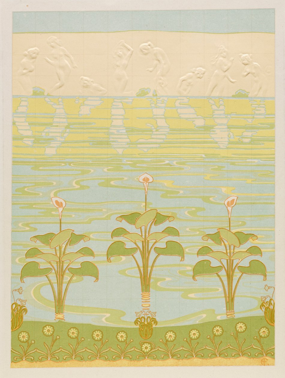 Decorazione in piastrelle smaltate per bagno, 1898 da Félix Albert Anthyme Aubert