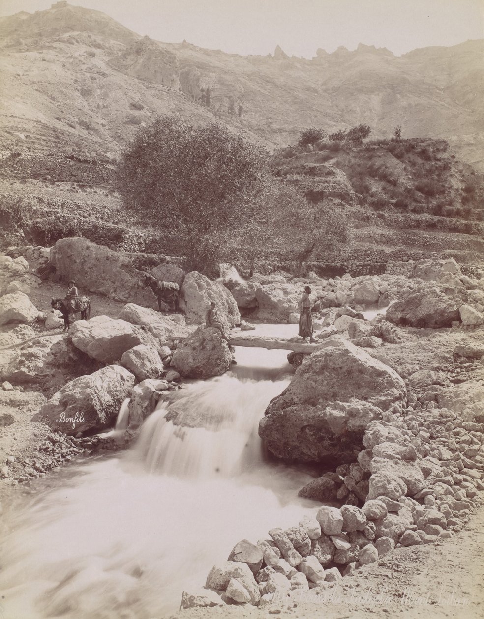 Cous du Kadisha, Monte Libano, 1860s-80s, stampato ca. 1870 da Félix Bonfils
