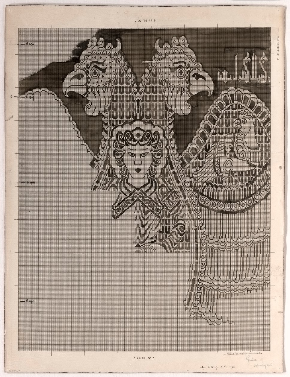 Disegno schematico di seta Buyid (1962.264) da Félix Guichert