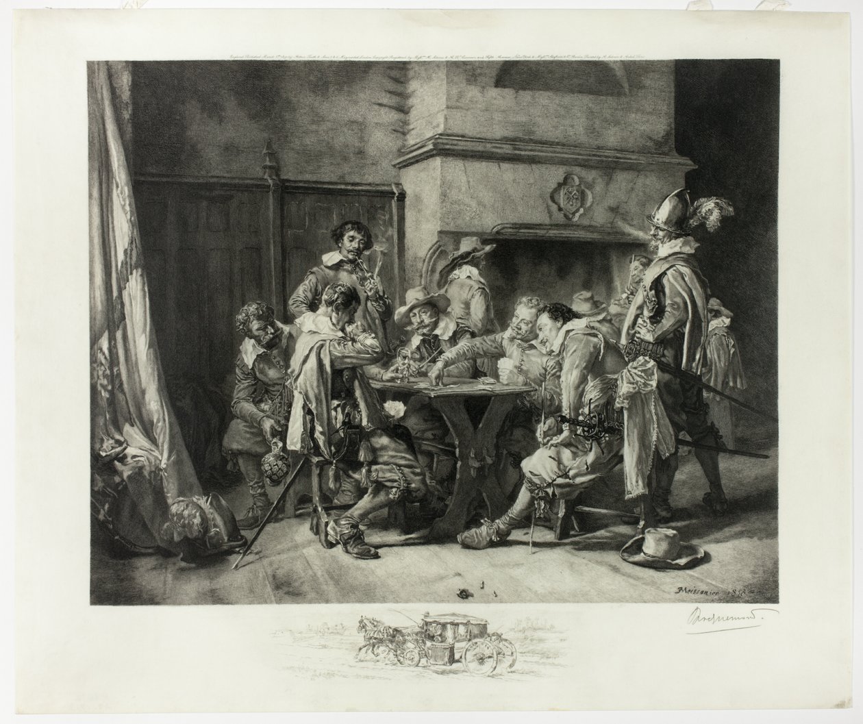 Partie perdue (Carte da gioco dei soldati) da Félix Henri Bracquemond