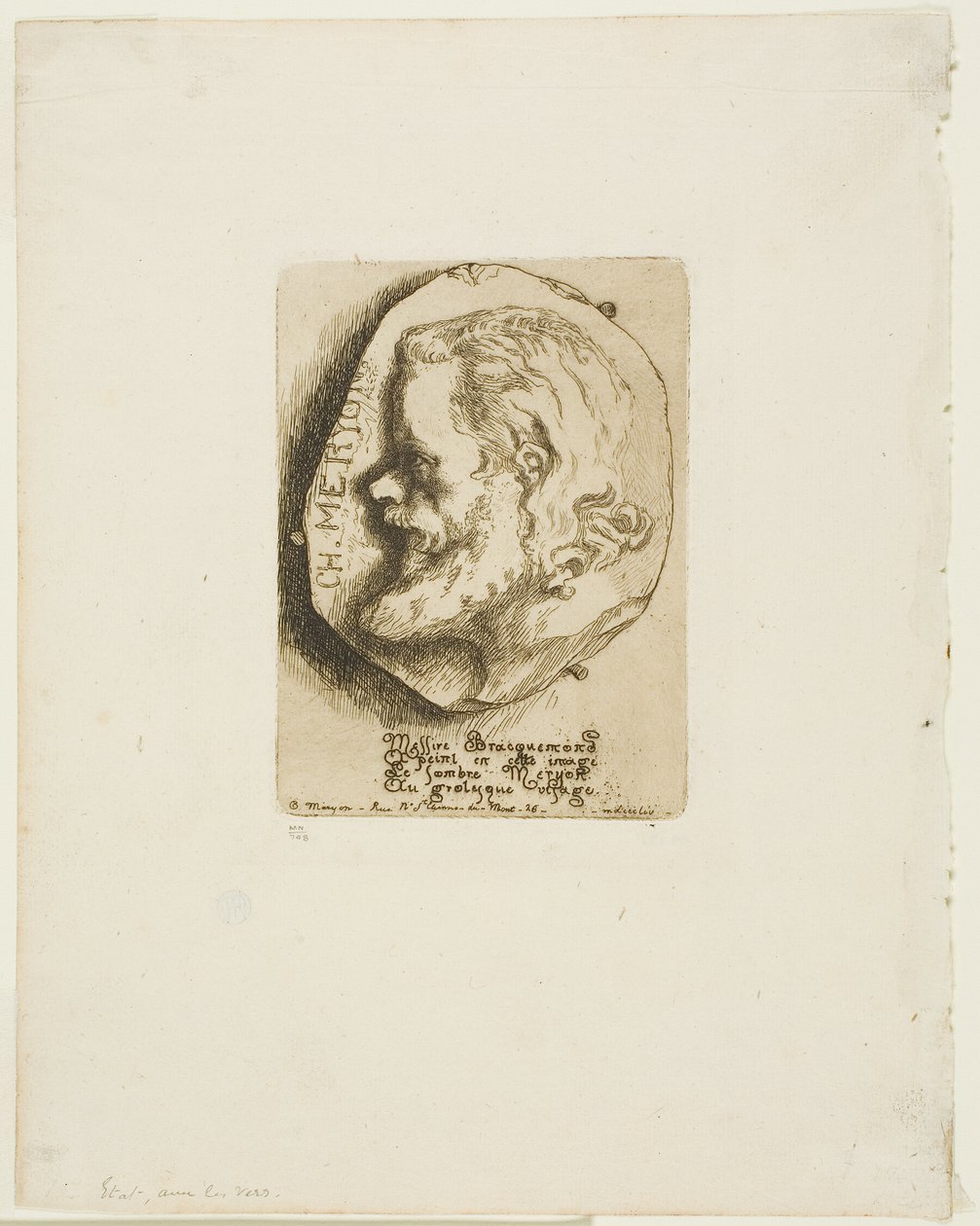 Profilo Ritratto di Charles Meryon da Félix Henri Bracquemond