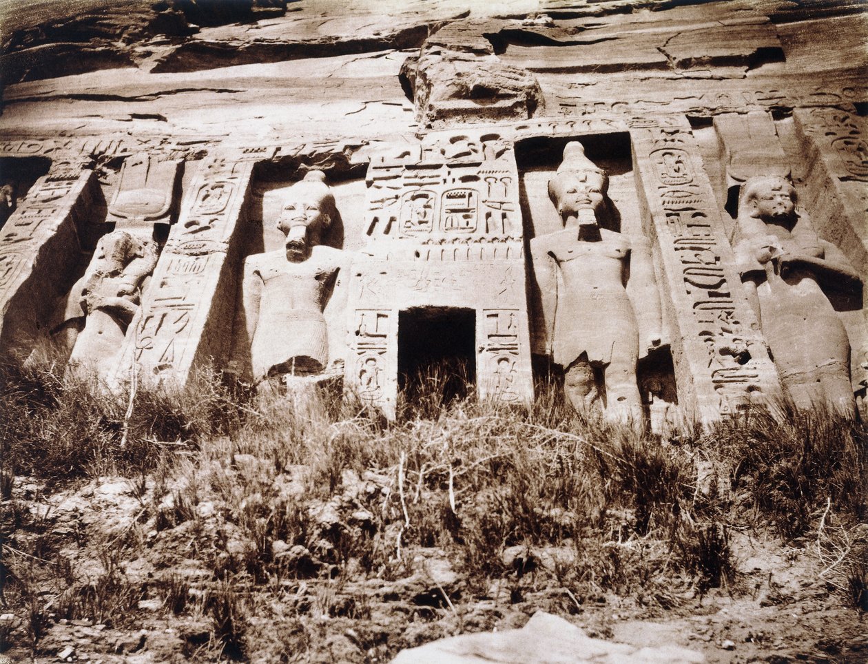 Abou-Sembil, Petit Speos, Parte centrale della facciata, c.1853-54 da Félix Teynard