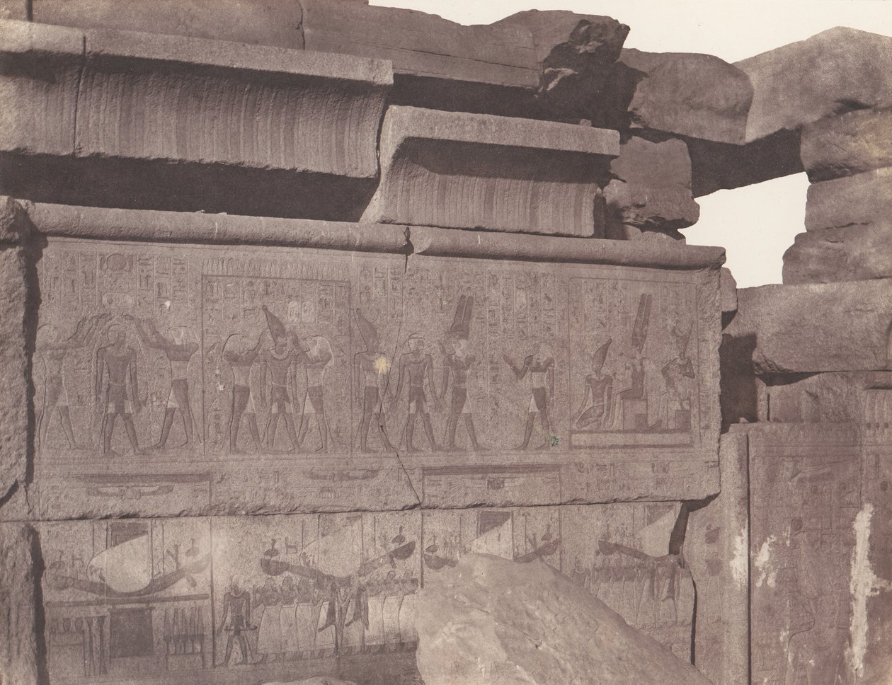 Karnak Tebe, Palazzo - Costruzione in granito - Decorazione scolpita..., 1851-52, stampato 1853-54 da Félix Teynard