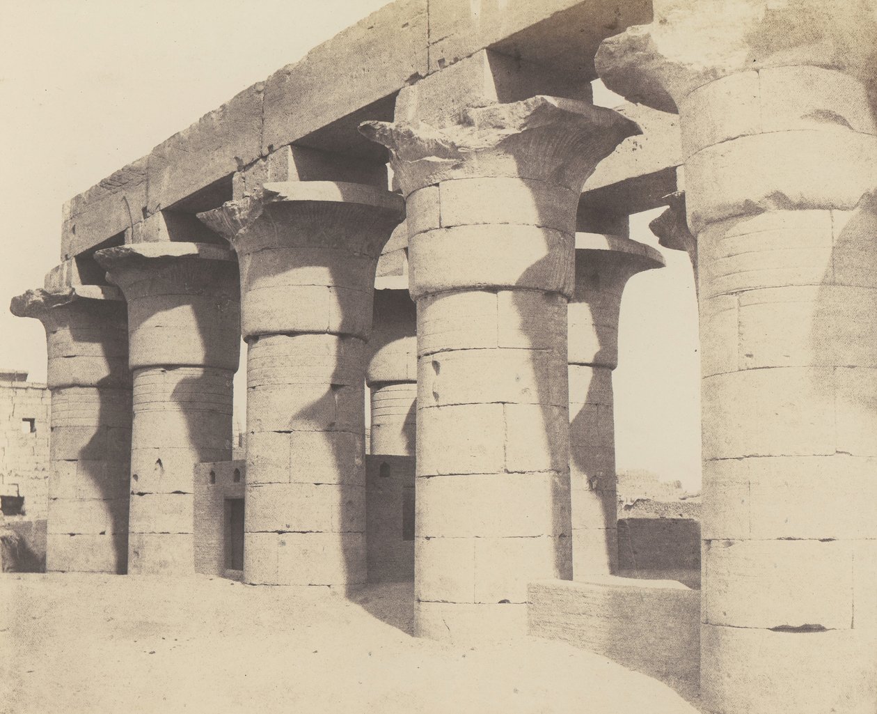 Louksor Tebe. Costruzione Centrale - Grande Colonnata da Félix Teynard