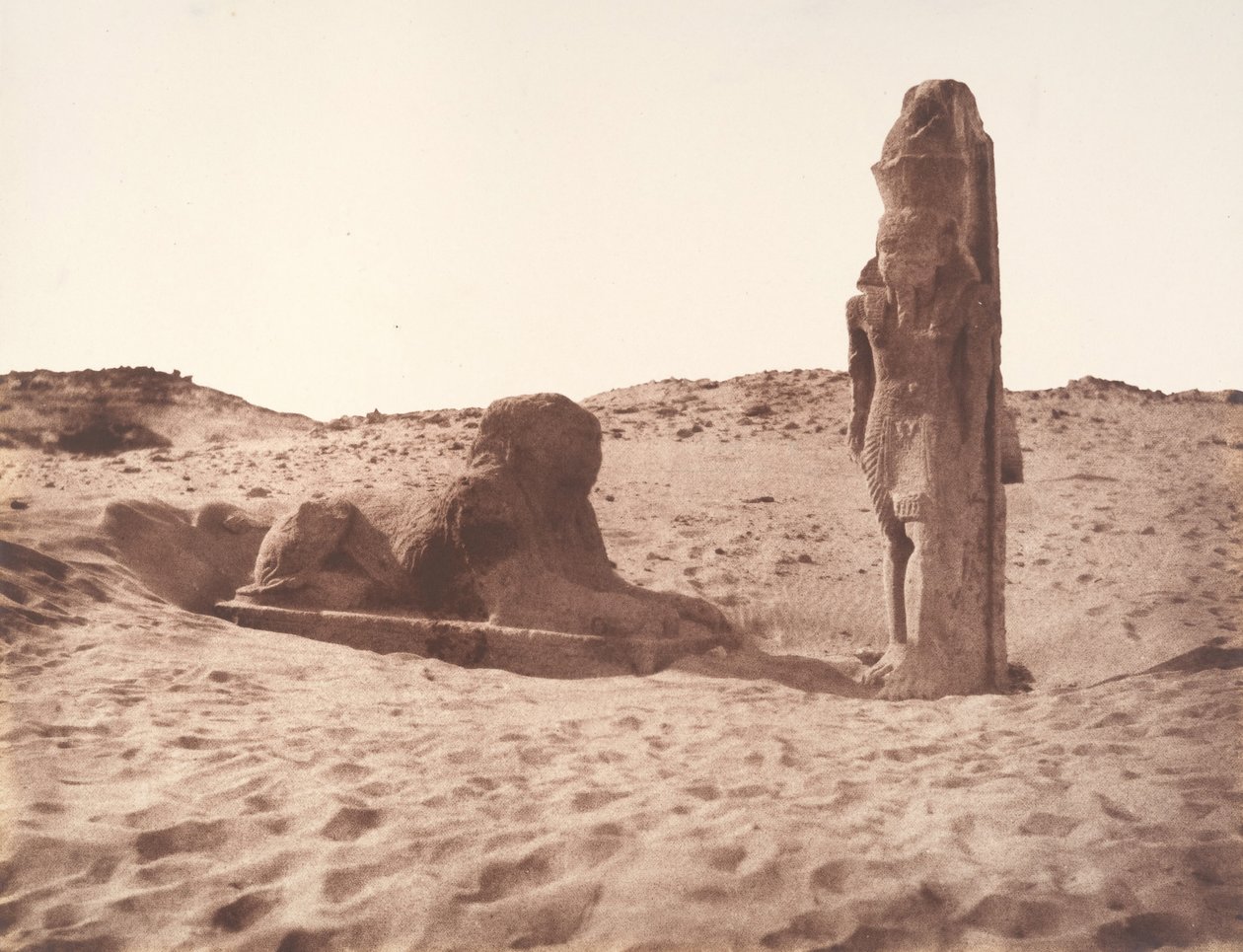 Séboûah, Tempio, Colosso e Sfinge della parte sinistra del viale, 1851-52 da Félix Teynard
