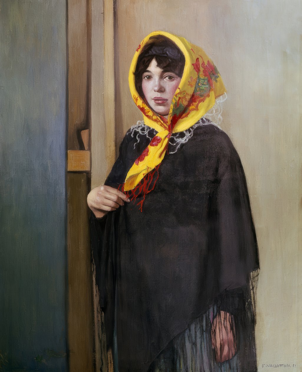 Giovane donna con sciarpa gialla da Félix Vallotton