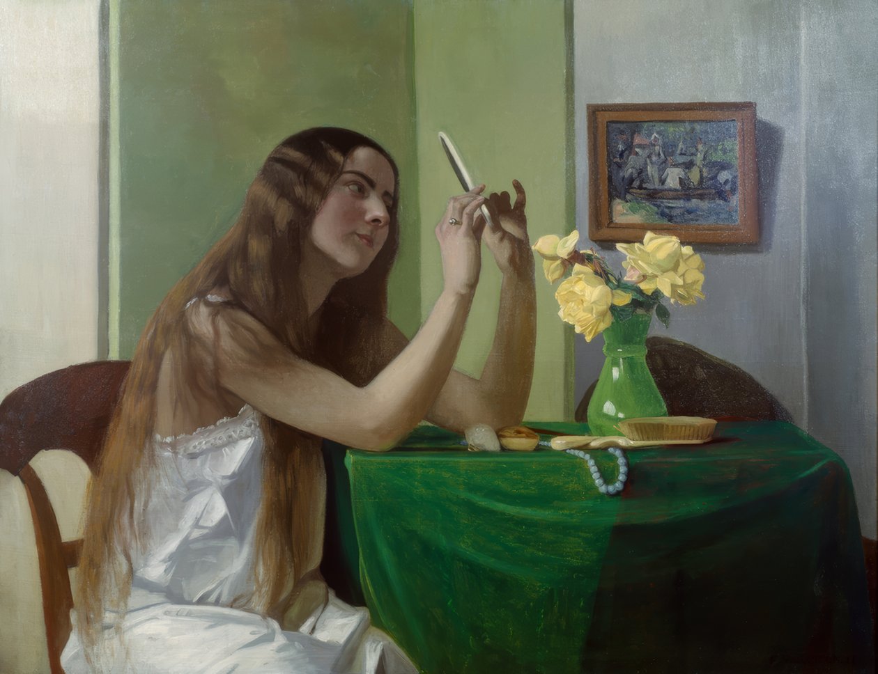 Giovane ragazza con specchio da Félix Vallotton