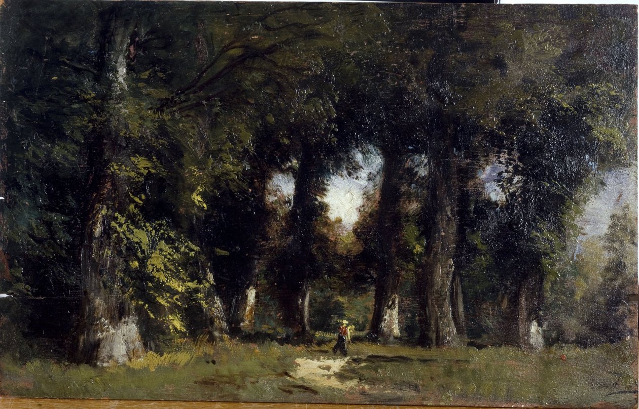 Bordo della foresta (fronte), Paesaggio animato (retro), tra il 1850 e il 1860 da Félix Ziem