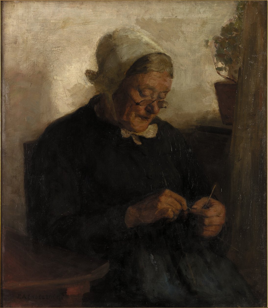 Vecchia donna che fa la maglia da Florence Engelbach