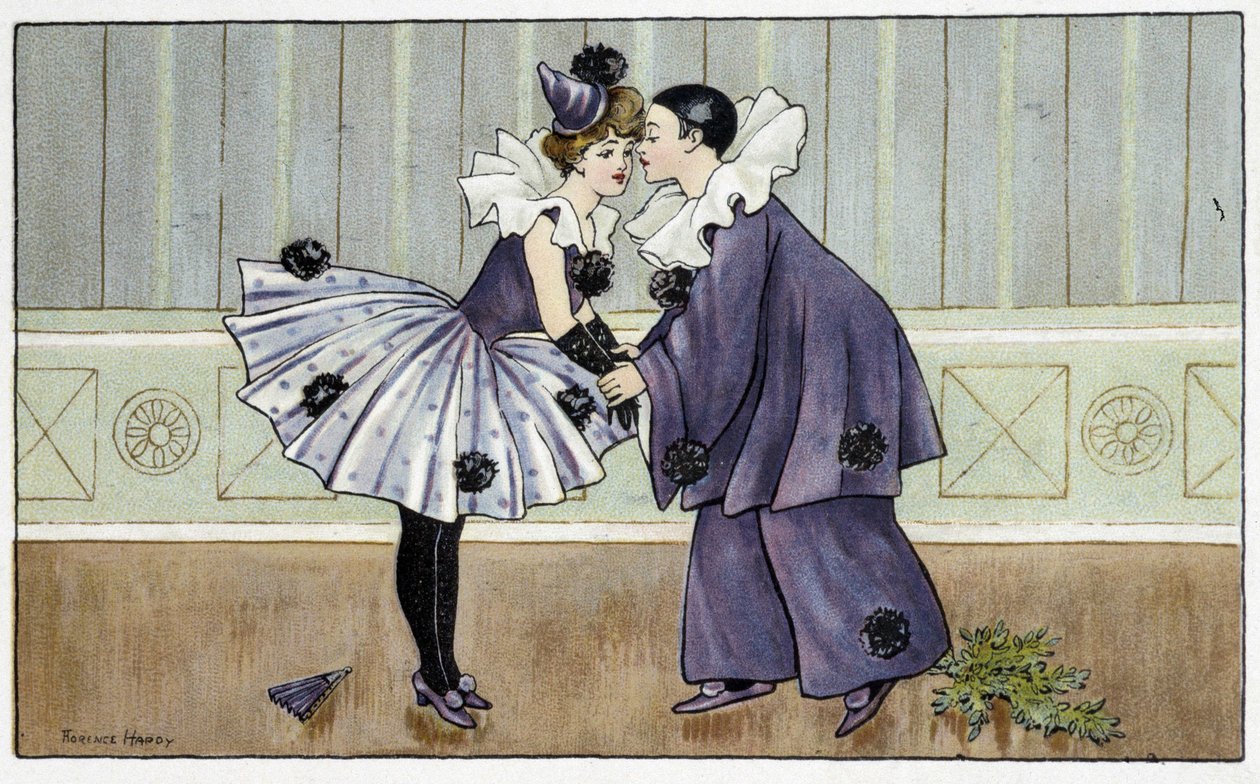 Pierrot e Colombina - dis. di Florence Hardy, inizi XX secolo da Florence Hardy