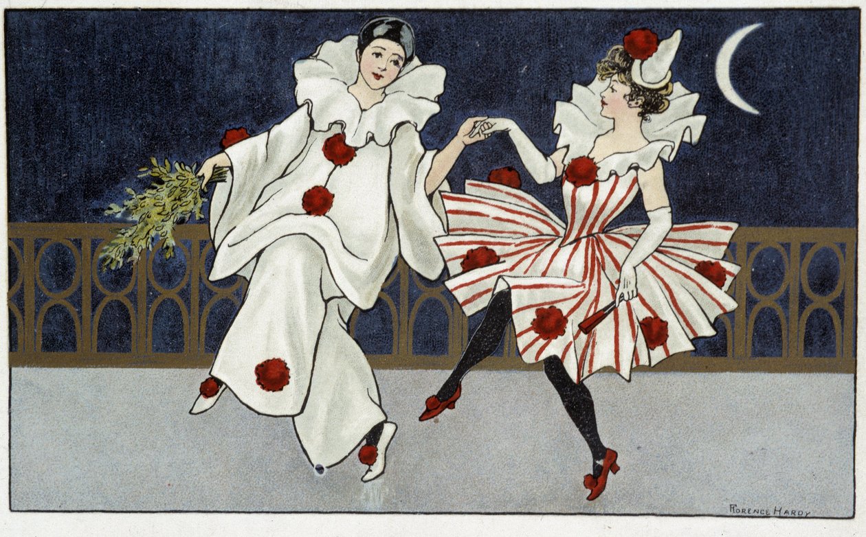 Pierrot e Colombina danzano al chiaro di luna da Florence Hardy
