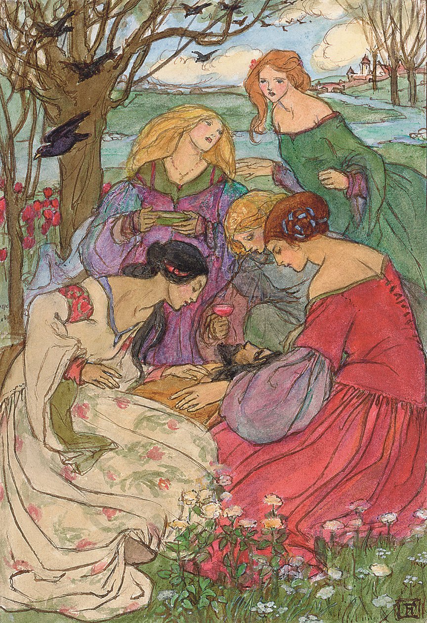 Illustrazioni per il "Mercato dei folletti" di Christina Rossetti (matita, inchiostro e acquerello su carta) da Florence Harrison